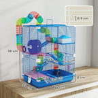 5-Level Hamster Cage with Tubes, Wheel, Ladders, House and Bottle, 46x30x58 cm