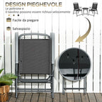 Outsunny 3-Piece Garden Set with 2 Chairs 53.5x64x93 cm and Coffee Table Ø45x50 cm, Metal, Black