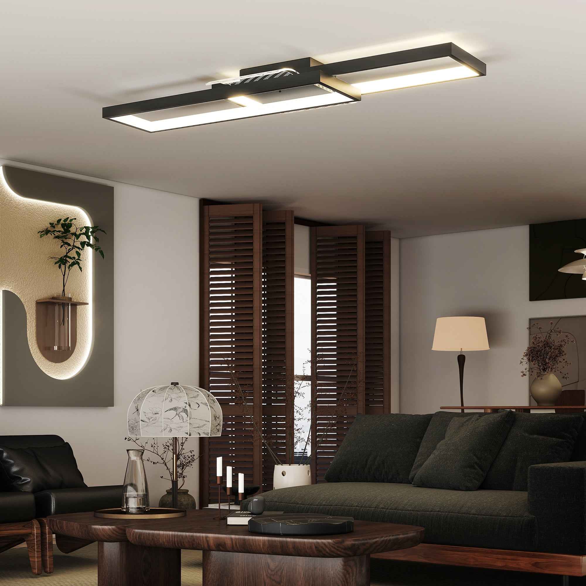 HOMCOM Dimmable LED Ceiling Light 3000-6000K with Remote Control and Switch, 70x30 cm, Black
