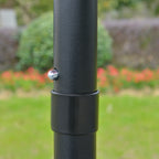 Round and Adjustable Umbrella with Crank, in Polyester, Metal and Fiberglass, Ø265x240 cm, Red and Black
