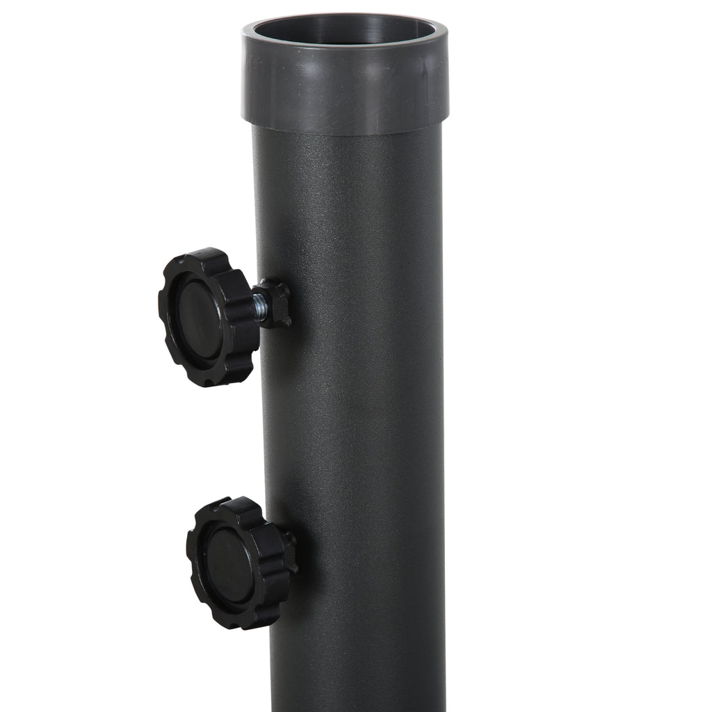 Umbrella Base with Central Pole, 4 Black Plastic Tiles to Fill with Water or Sand 80x80x56cm