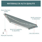 Outdoor Awning with Arms with Crank, Metal and Polyester, 295x250cm Green and White