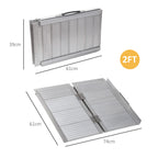 Folding Aluminum Wheelchair Ramp with External Edges, 61x74x5 cm, Silver