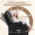Massage Relax Chair with 8 Points, 5 Modes and 2 Intensities, Reclining with Footrest and Swivel, 84x92x109cm, Black