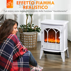 Electric Floor Fireplace, 1000W/2000W Power, Adjustable Flame Effect, 39x23x56.5cm, White
