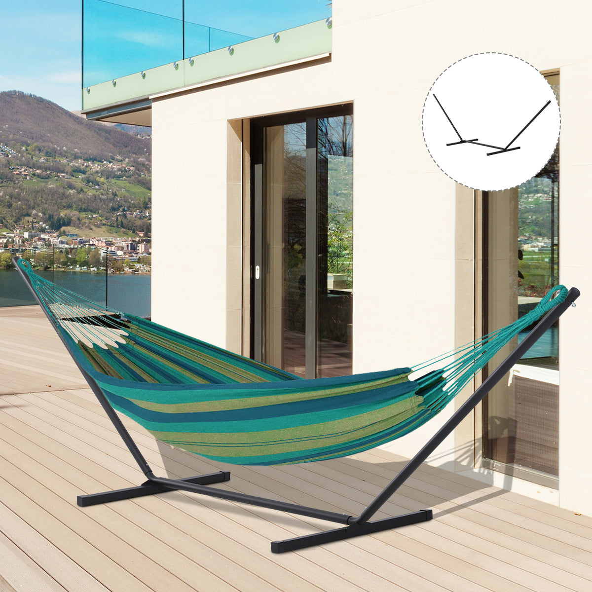 Hammock Frame Max. Support 120 Kg Metal 360x92x112cm