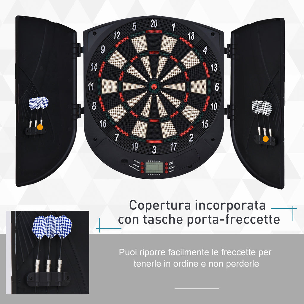 8 Player Electronic Dartboard with 6 Darts, LCD Screen, 2 Doors and 26 Game Modes