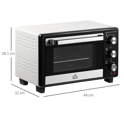 Electric Oven 16L Adjustable Temperature and Timer, 3 Cooking Methods and Accessories, 1400W, White