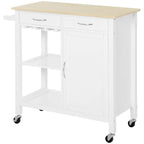 Kitchen Trolley with Drawers and Wheels in Wood Space Saving