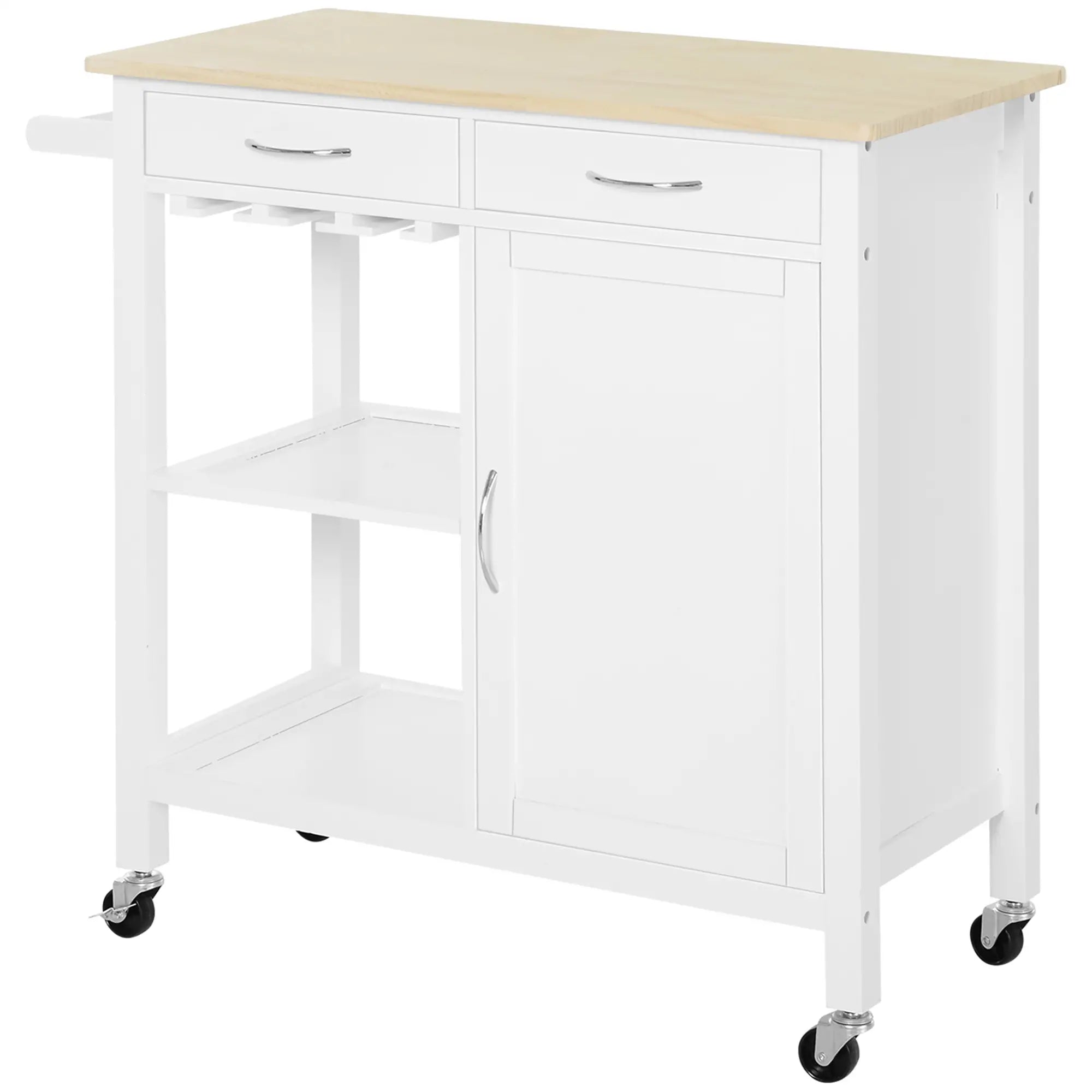 Kitchen Trolley with Drawers and Wheels in Wood Space Saving