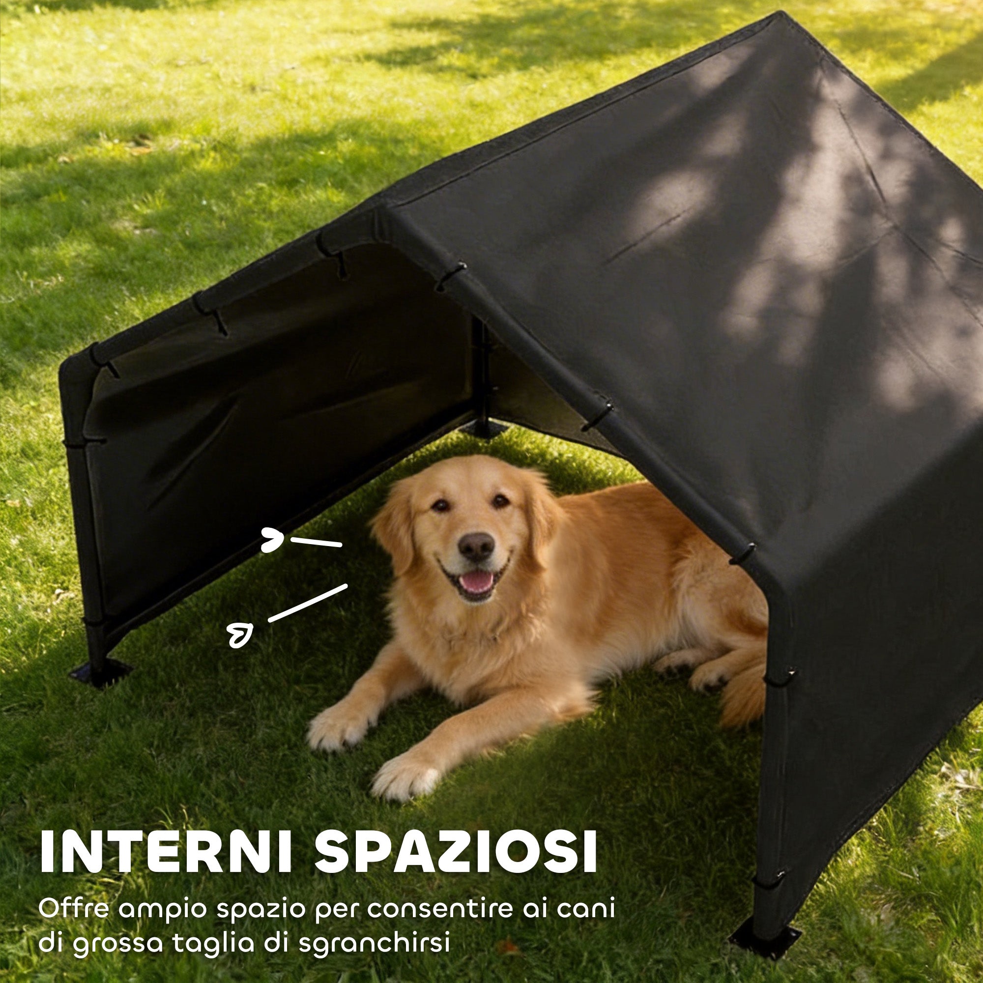 PawHut Outdoor Oxford Fabric Dog Kennel for Small, Medium and Large Dogs, 125 x 110 x 93 cm, Black