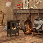 Bioethanol Fireplace in Stainless Steel with 1.2L Burner for 3 Hours of Burning Time, 36x26x54cm, Black