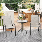 Outsunny 3-Piece Garden Set with 2 Garden Chairs 54x71x93 cm and Round Table Ø60x71 cm in Grey Steel