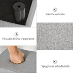 Pouf Footstool in Linen Effect Fabric Padded, 40x30x24cm, Grey