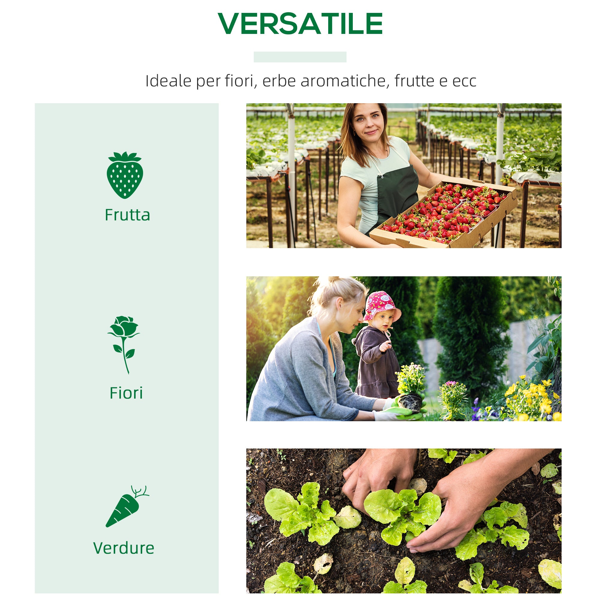 Outsunny Mini Garden Greenhouse with 3 Roll-Up Windows and Anti-UV PE Cover, 180x60x60cm, Green