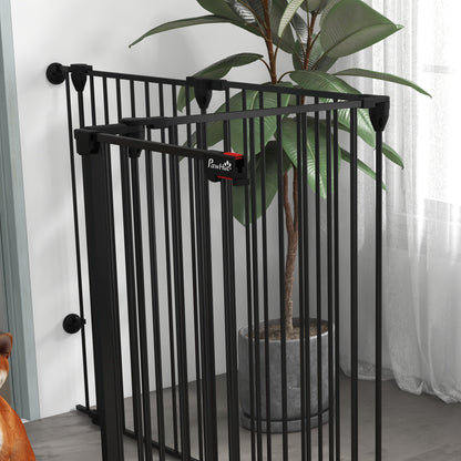 Folding Dog Gate 6-Panel for Medium-sized Dogs, Made of Steel and Plastic, 123x102x100 cm, Black