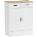 Modern Sideboard with 2 Drawers and 2 Doors, Adjustable Internal Shelf, White and Wood
