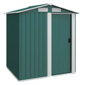 Steel Garden Shed with Sloped Roof and 4 Air Vents, 152x132x188 cm, Green