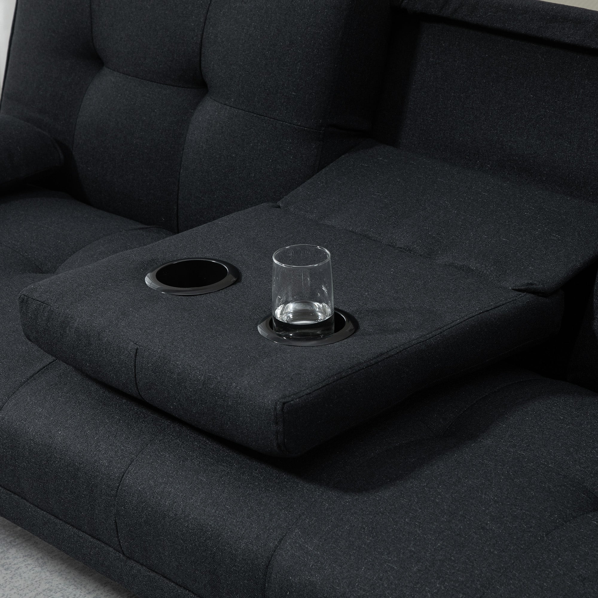 3-Seater Reclining Sofa Bed with Linen Effect Covering and Drop-leaf Table, Gray