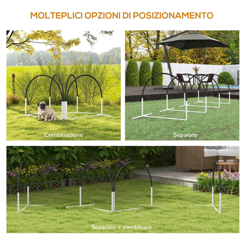 PawHut 4-Piece Dog Agility Set with 4 Pegs and Carry Bag, 89x69x99 cm, Black and White