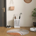 Design Umbrella Stand with Drip Tray and 4 Metal Hooks, 28x14x41 cm, White