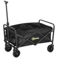 Outsunny 62L Folding Garden Cart with Adjustable Handle, Metal and Oxford Fabric, 76x48x86 cm, Black