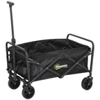 Outsunny 62L Folding Garden Cart with Adjustable Handle, Metal and Oxford Fabric, 76x48x86 cm, Black