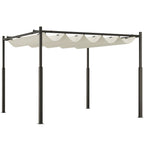 Gazebo Pergola 3x3 m with Retractable Canopy, 8 Screws and 8 Stakes, in 180g Polyester and Metal, Cream White