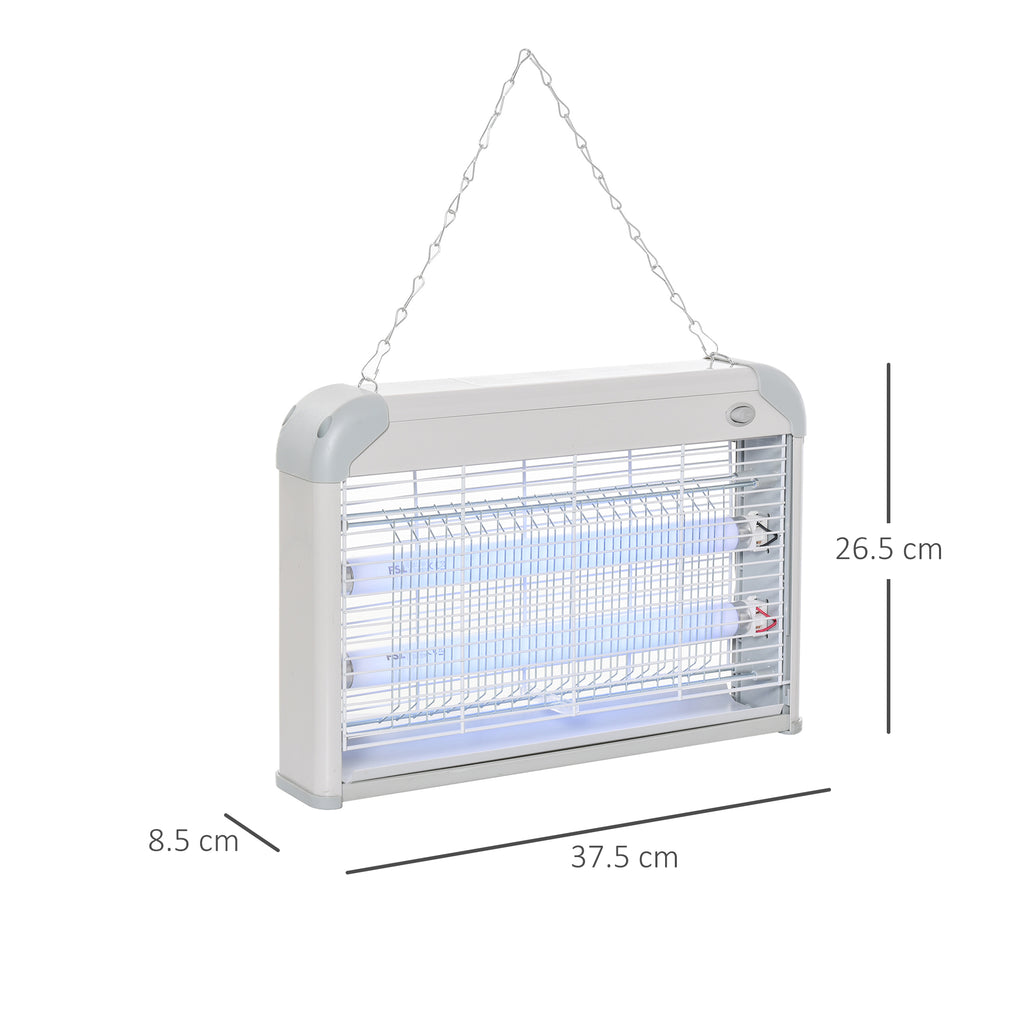 Outdoor and Indoor Electric Insect Killer with UV Mosquito Lamp for 60m², 20W Electric Mosquito Killer, Grey and White