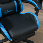 Gaming Chair with Adjustable Height and Reclining Backrest, 65x65x121-129 cm, Blue and Black
