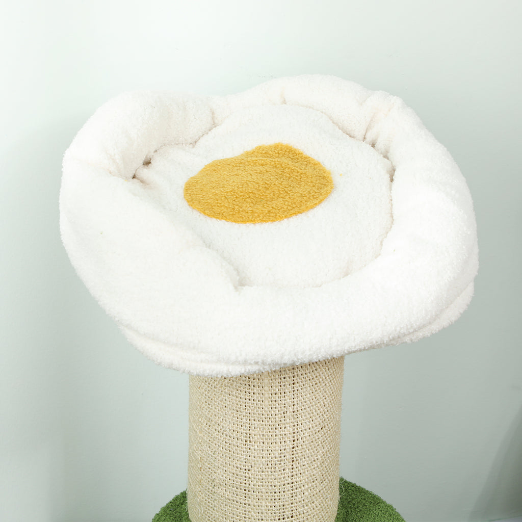 92cm Cat Tree with Sisal Pole and Flower-Shaped Cat Bed, Green