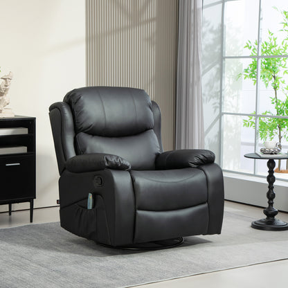 Reclining Relax Armchair with 8 Massage Points, in Faux Leather and Steel, 97x92x104 cm, Black - Borgè