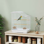 PawHut 4-Door Bird Cage with 2 Bowls, 2 Perches and Tray, Metal and Plastic, 47.5x36x54.5 cm, White