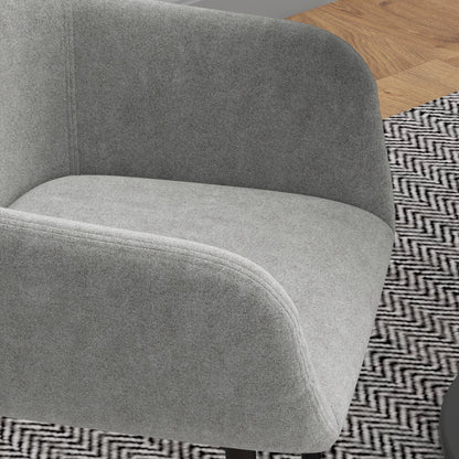 Set of 2 Nordic Dining Chairs Padded with Curved Armrests in Velvet Effect Fabric, 54x57x80 cm, Dark Grey