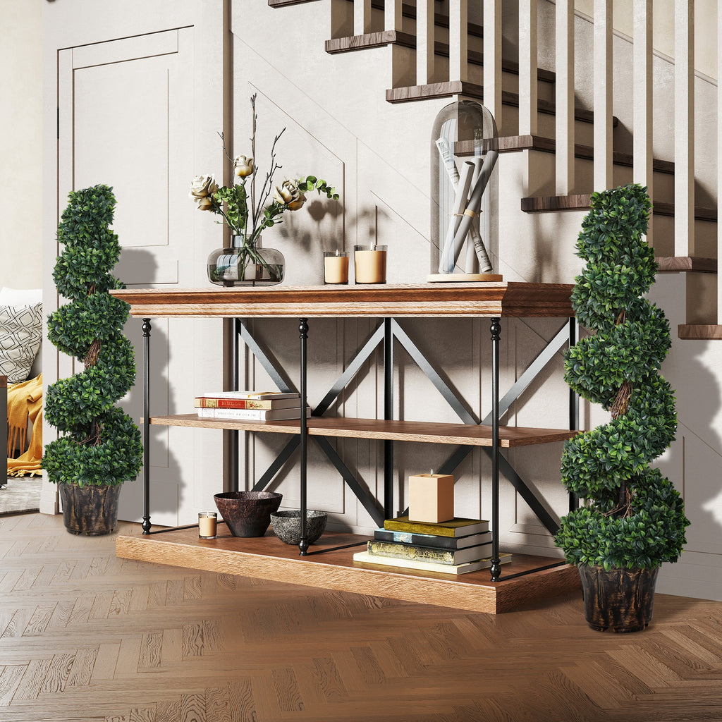 Set of 2 Artificial Boxwood Spiral Plants for Indoor and Outdoor Use with Pot, Ø32x120 cm, Green