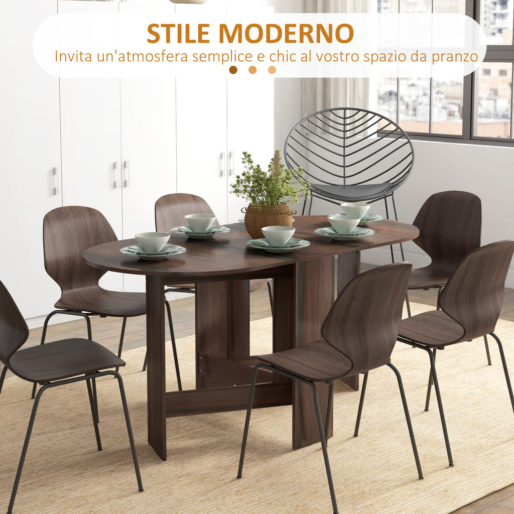 HOMCOM Folding Table with 2 Oval Flaps, Space-Saving Wooden Console, Brown - Borgè