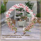 Outsunny Steel Garden Arch, Round Wedding Arch for Balloons and Climbing Plants for Ceremonies, Birthdays and Events, 222x60x224 cm, Gold