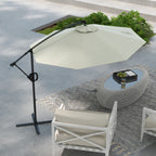 8-Rib Umbrella with Cross Base, in Aluminium, Metal and Polyester, Ø3x2.6 m, Cream - Borgè