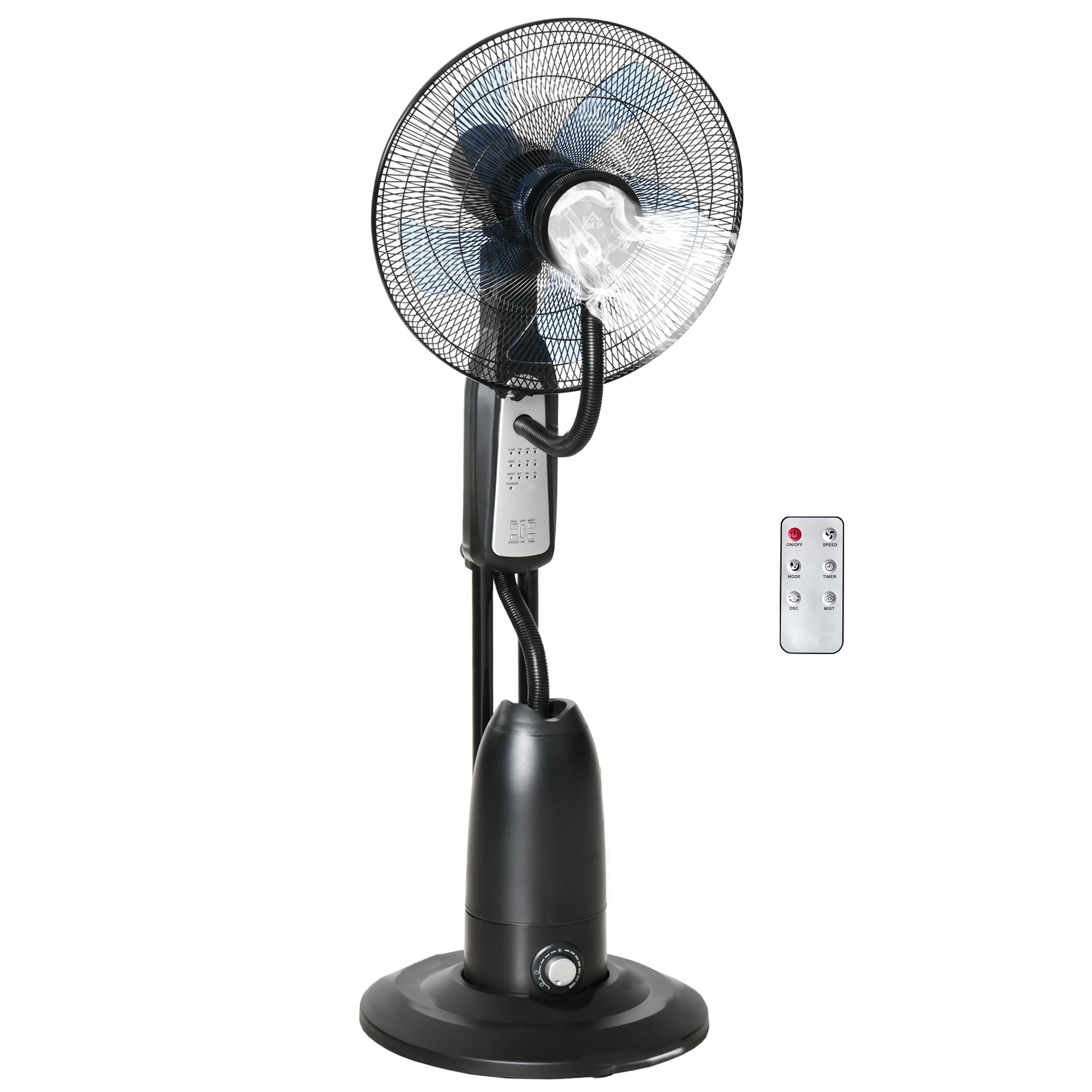 70° Oscillating Misting Fan and Dehumidifier with 3 Modes, Remote Control and 7.5h Timer, 2.8L Tank, 90W, Ф44.5cm x 120cm