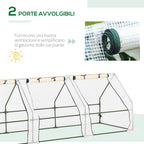 PE Tunnel Garden Greenhouse with Extended Edges and Hinged Doors, 270x90x90 cm, White - Borgè