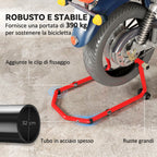 Motorcycle Front and Rear Stand with 390 kg Capacity, U and L Forks, Non-Slip Wheels and Pads, Red