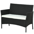 Comfortable 2-Seater Garden Sofa: PE Rattan, Steel, Cushioned, Armrests - Black - Borgè
