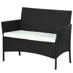 Comfortable 2-Seater Garden Sofa: PE Rattan, Steel, Cushioned, Armrests - Black - Borgè