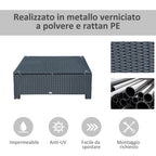 Outsunny Ousunny outdoor table in Rattan PE with tempered glass top, 85x50x39cm, black - Borgè