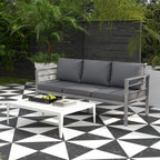 Mystery | 3-seater garden sofa with seat and back cushions, in aluminium, 185x66x64 cm, gray - Borgè
