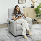 Recliner Chair with Heat, 8 Massage Points and 5 Modes, Chenille Fabric, Light Grey