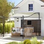 Curved Pergola with 16 Drainage Holes, Metal and Polyester, 248x298x200/250 cm, Cream White