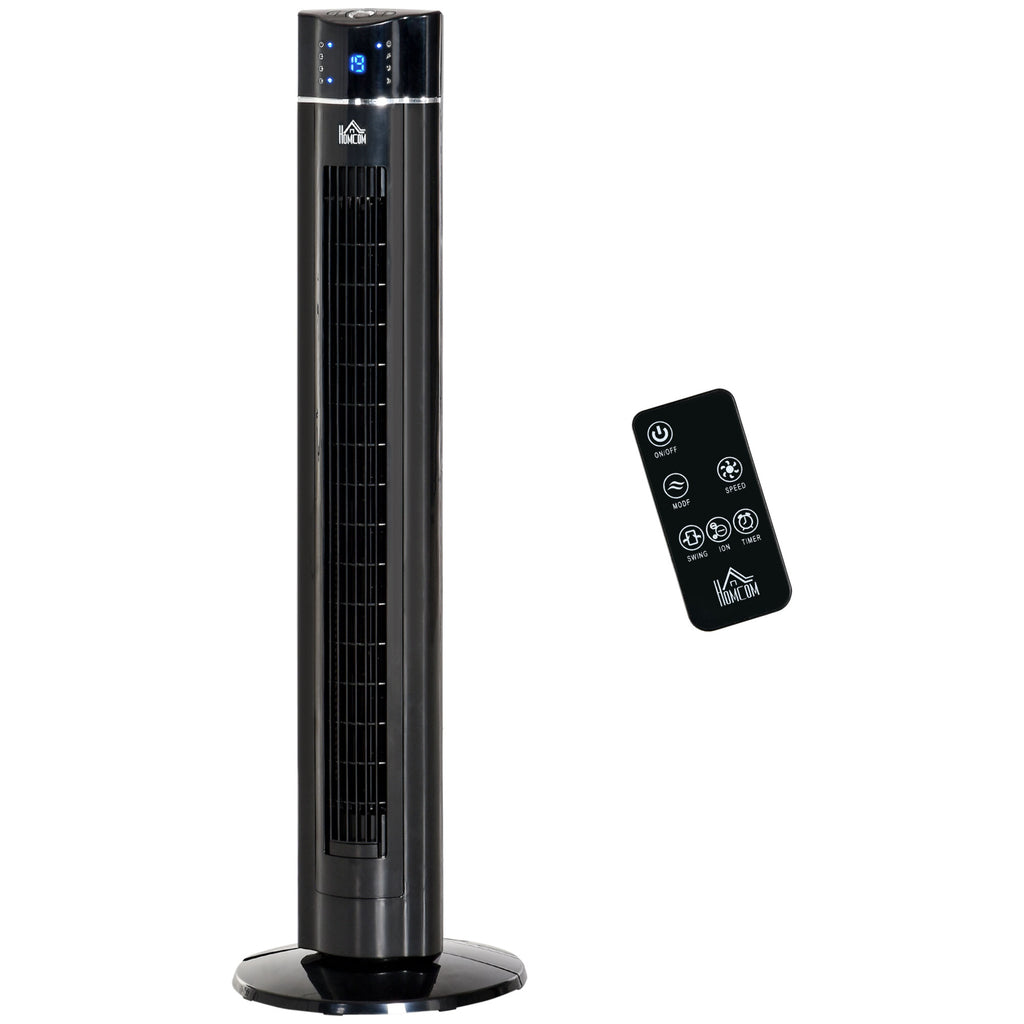 HOMCOM 60W Column Fan with 3 Speeds, 3 Modes and 8h Timer, in ABS, Ø32x106.8 cm, Black - Borgè