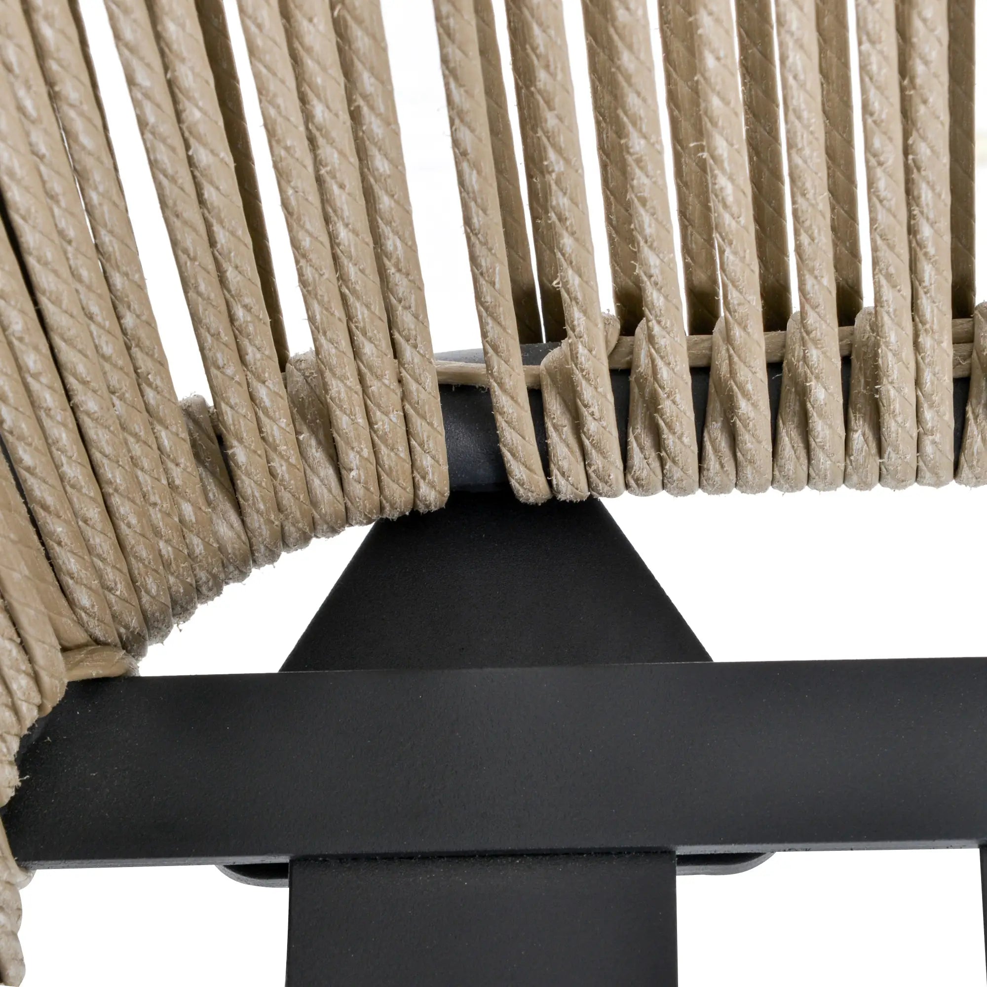 Set of 2 Outdoor Chairs with Table in PE Rattan Boho Style, Khaki and Grey - Borge' Group Limited