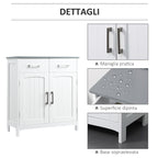 Kleankin Bathroom cabinet with 2 doors, 2 drawers and adjustable shelf, in MDF, 68x33x76cm - Borgè